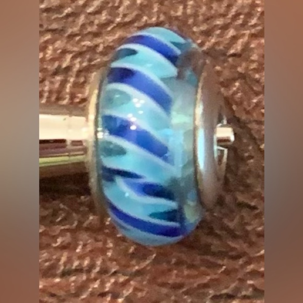 Pandora charm, blue candy cane swirls, retired
